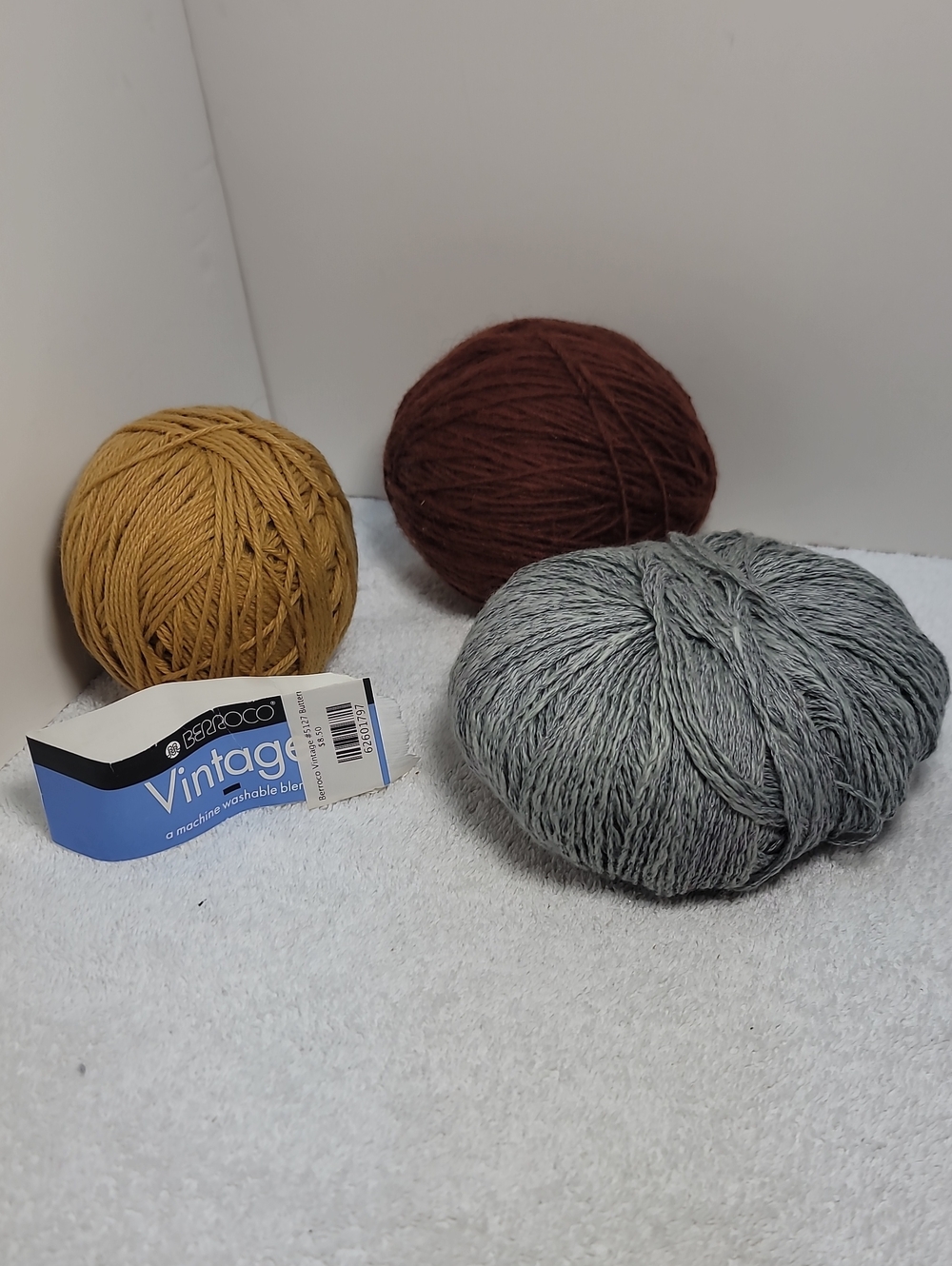 Vintage Yarn Ball Pack - Gray, Mustard, Brown 3 Balls
